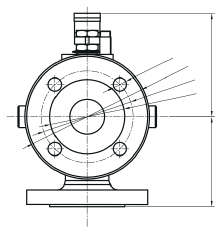 Flanged 3 Way Ball Valve — Technical drawing