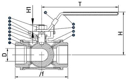 Stainless Steel Threaded 3 Way Ball Valve — site.urun_teknik_cizim