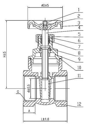 Bronze Threaded Gate Valve — site.urun_teknik_cizim