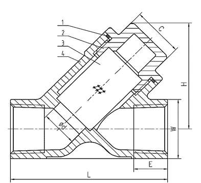 Stainless Steel Threaded Y Type Strainer — site.urun_teknik_cizim