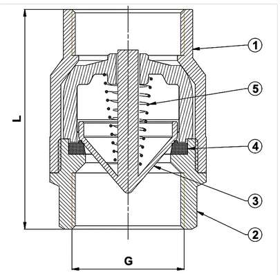 Brass Threaded Spring Loaded Vertical Check Valve — site.urun_teknik_cizim