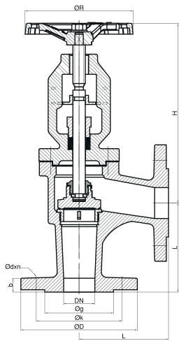 Globe Valve Angle Type — site.urun_teknik_cizim