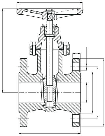 Gate Valve PN16 DIN3216 teknik çizim