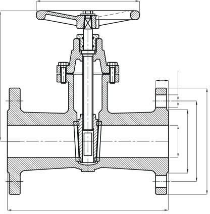 Gate Valve PN16 DIN3225 teknik çizim