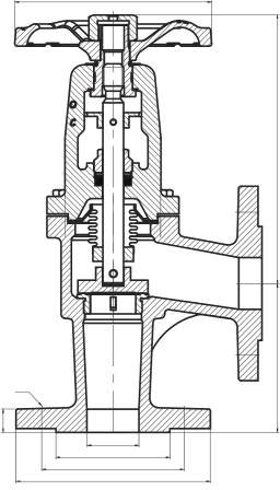 Metal Bellow Sealed Globe Valve Angle Type teknik çizim