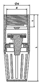 Brass Threaded Foot Valve teknik çizim