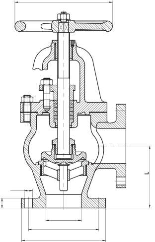 JIS Angle Type Globe Valve teknik çizim