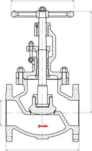 Globe Valve Class 150 - 300 - 600 teknik çizim